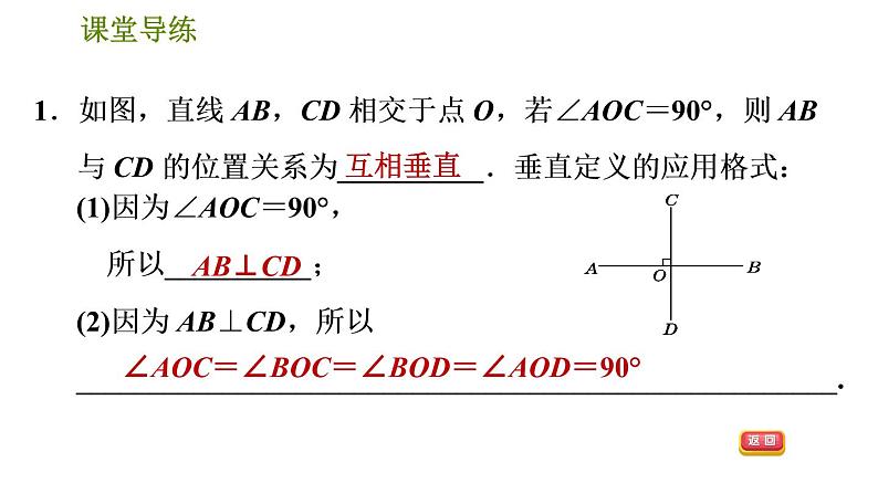 人教版七年级下册数学 第5章 5.1.2  垂线 习题课件第4页