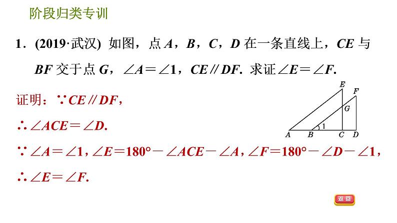 人教版七年级下册数学 第5章 阶段归类专训  平行线的性质和判定应用的四种常见类型 习题课件03