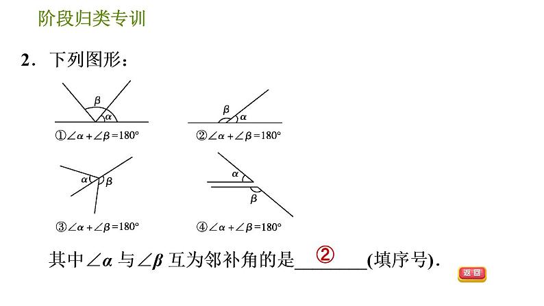 人教版七年级下册数学 第5章 阶段归类专训  识别相交线中的几种角 习题课件第4页