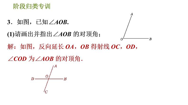 人教版七年级下册数学 第5章 阶段归类专训  识别相交线中的几种角 习题课件第5页