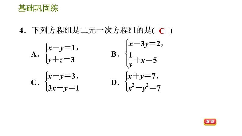 华师版七年级下册数学 第7章 7.1 二元一次方程组和它的解 习题课件08