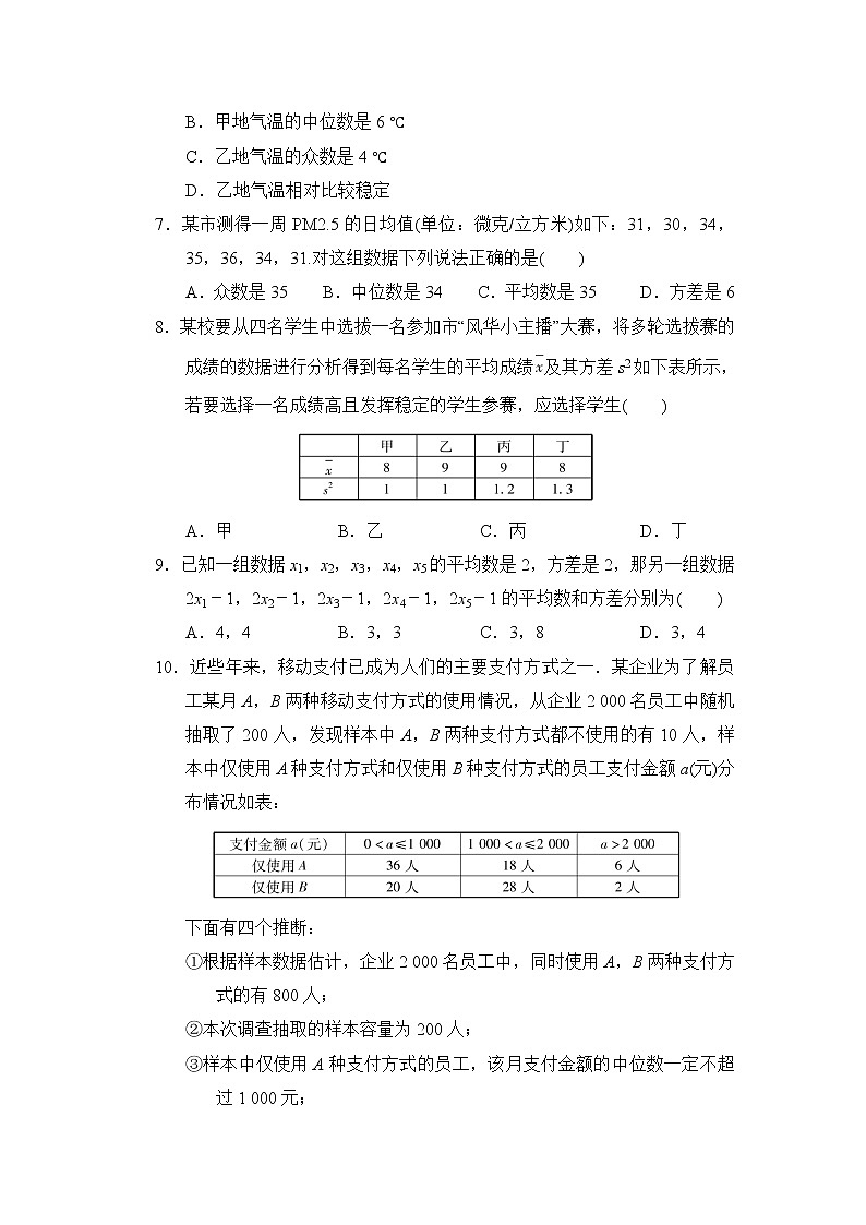 沪科版八年级下册数学 第二十章达标检测卷02