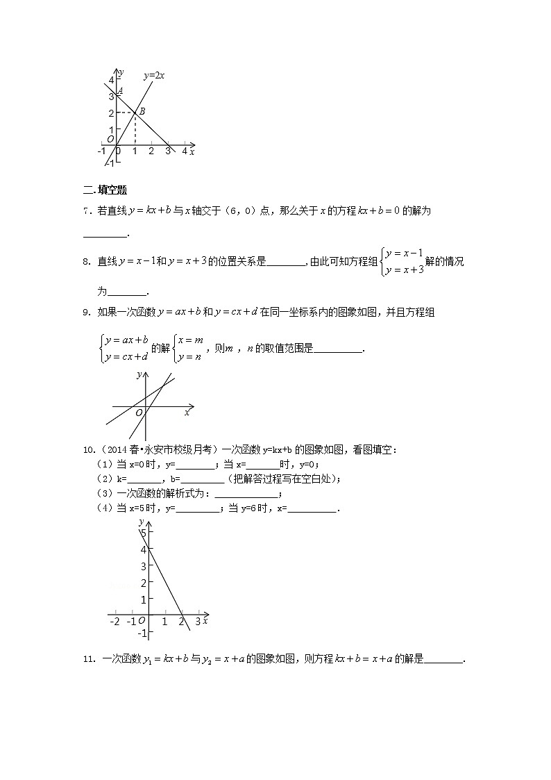 八年级下册人教版第十九章第二节一次函数与一次方程（组）（基础）巩固练习第2页