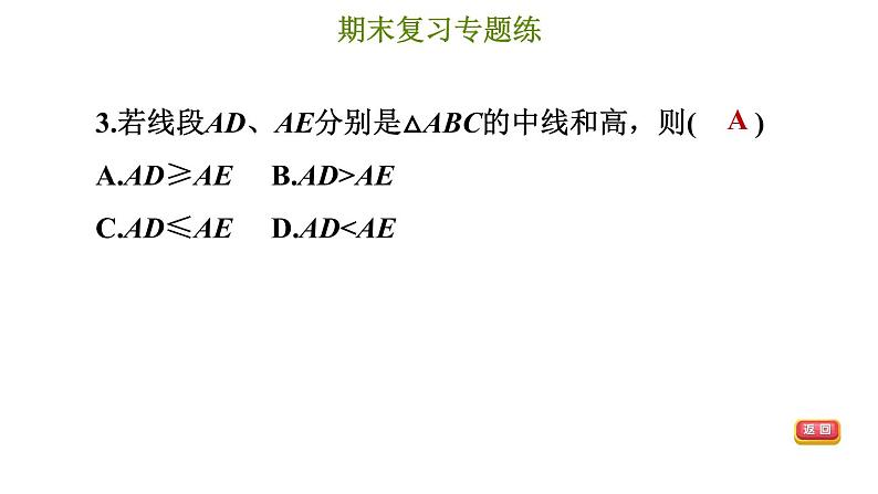 冀教版七年级下册数学 期末复习专题练 4.专题四 三角形（基础） 习题课件06