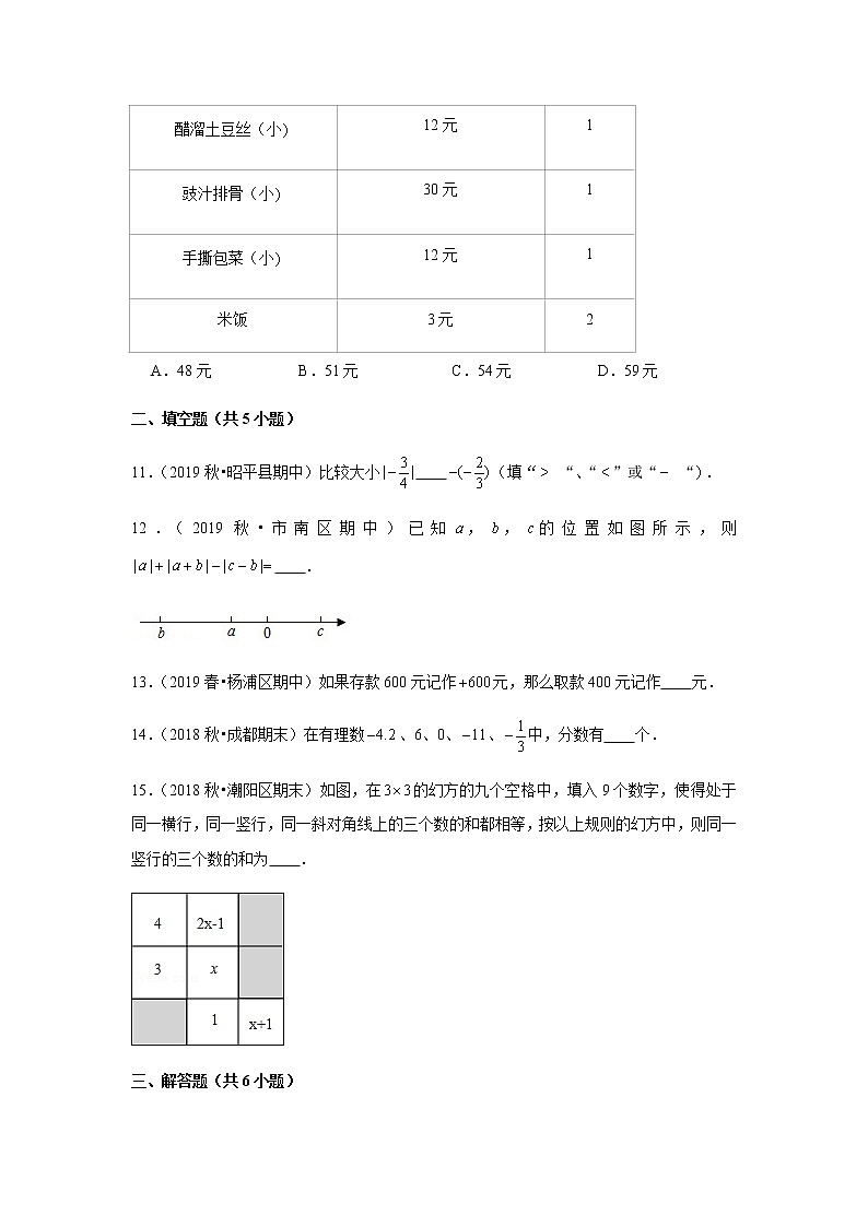 人教版七年级上册数学《有理数及其运算》综合练习题第3页