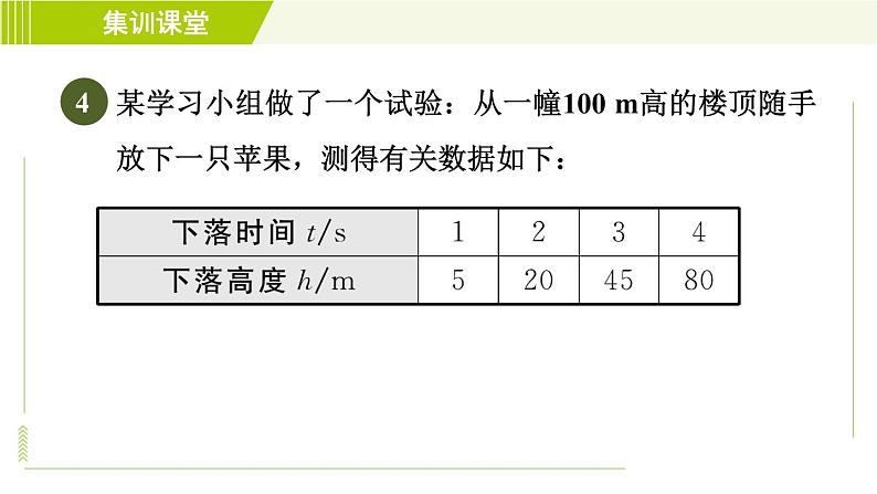 北师版七年级下册数学 第3章 集训课堂 测素质 变量之间的关系 习题课件07