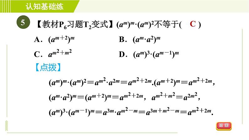 北师版七年级下册数学 第1章 1.2.1 幂的乘方 习题课件08