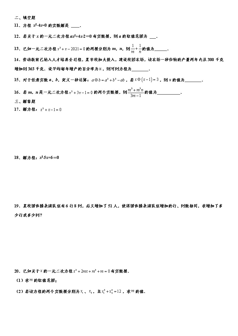 备战2022年中考（通用版）一轮复习分类专项训练卷：一元二次方程（word版，含解析）第2页
