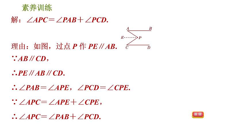 人教版七年级下册数学 期末提分练案 第1讲　第3课时　素养训练 解相交线与平行线问题的八种思想方法 习题课件04