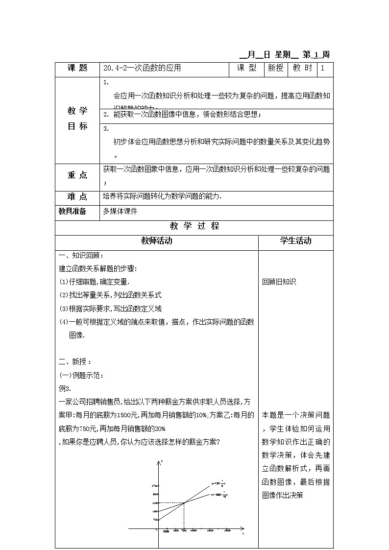 20.4-2一次函数的应用 教案01
