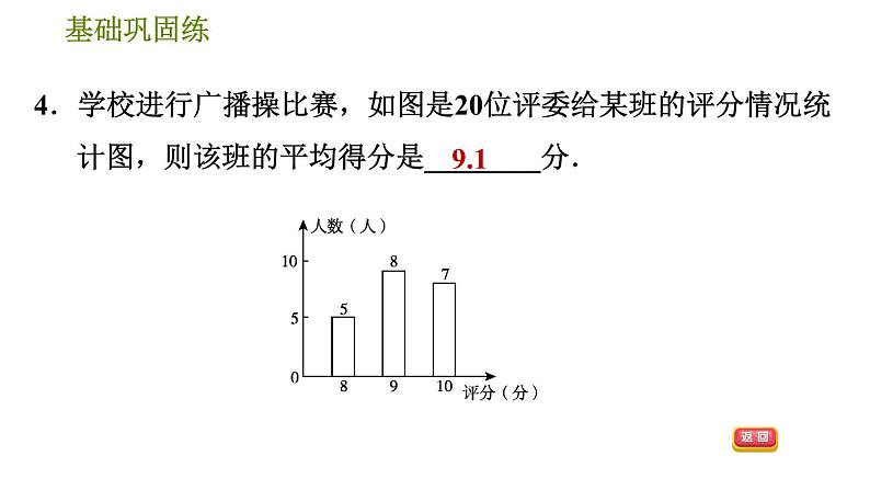 华师版八年级下册数学 第20章 20.1.2  加权平均数 习题课件第8页