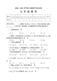 2020-2021学年度河南周口川汇区上期期中统考试卷人教版七年级数学（试卷+答案）