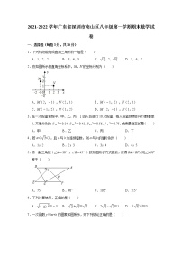 广东省深圳市南山区2021-2022学年八年级上学期期末考试数学试卷（word版 含答案）