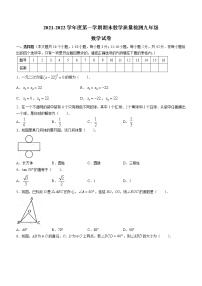 河北省石家庄市新乐市2021-2022学年九年级上学期期末数学试题（word版 含答案）