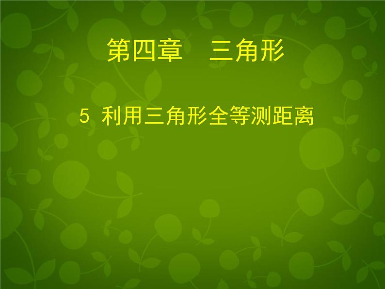 北师大初中数学七下《4.5利用三角形全等测距离》PPT课件 (2)第1页