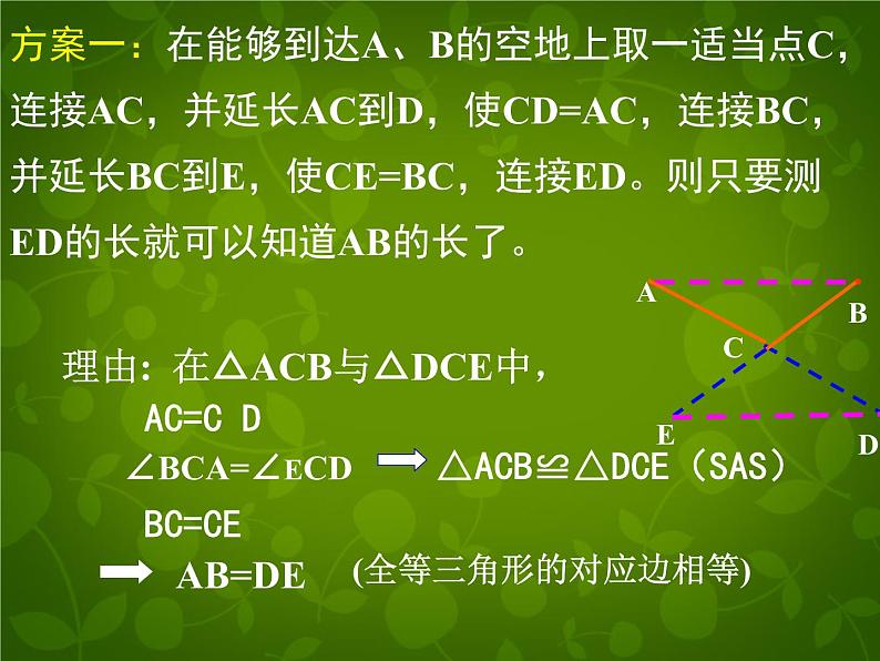 北师大初中数学七下《4.5利用三角形全等测距离》PPT课件 (2)第5页