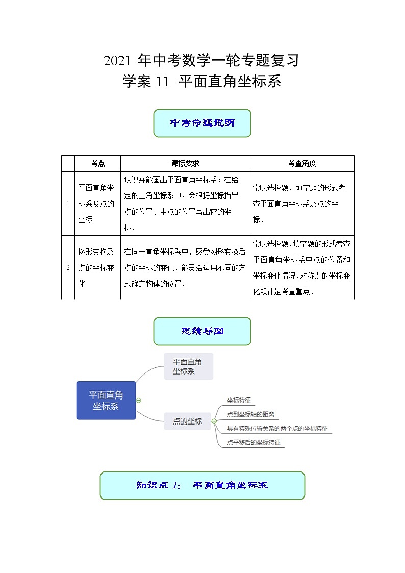 专题11 平面直角坐标系（学案）01