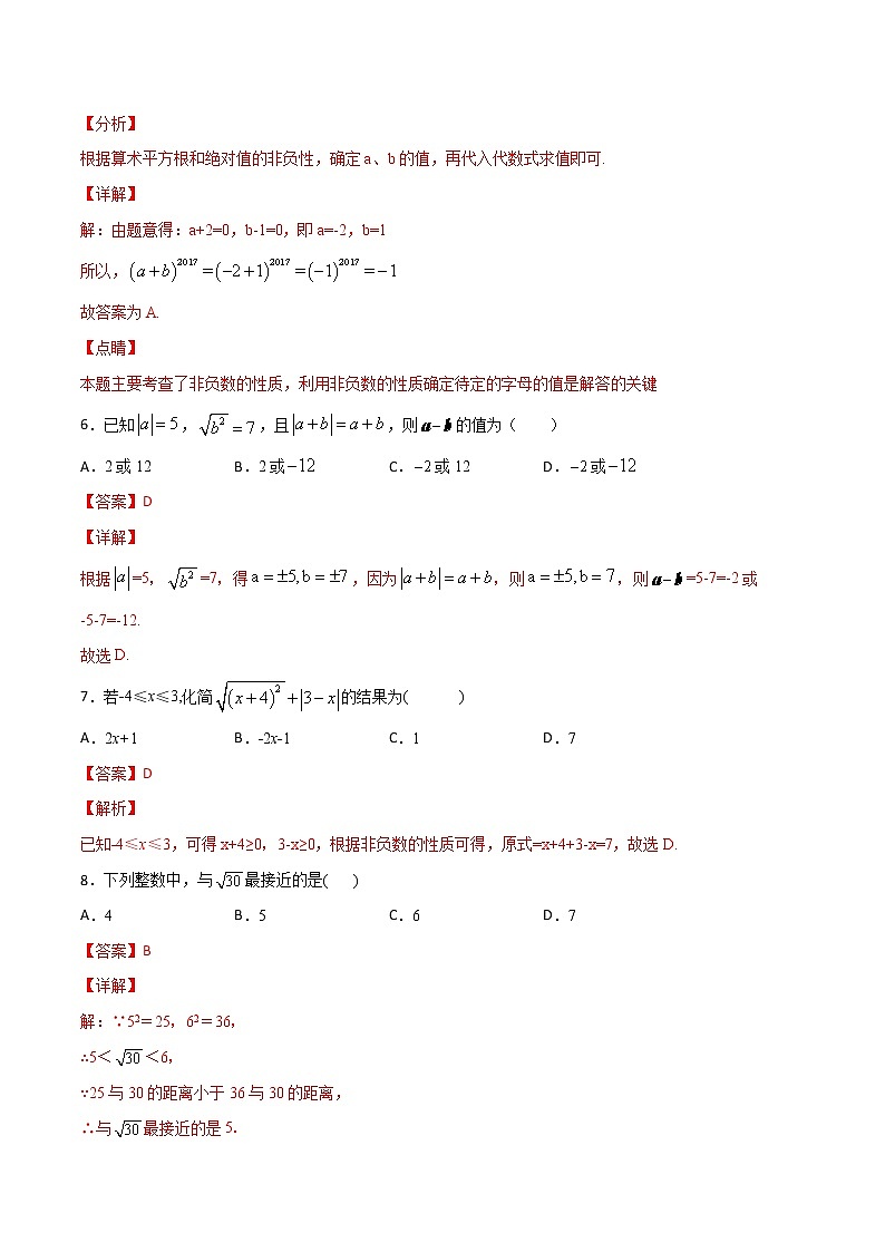 第六章第1讲 算术平方根-七年级数学下册知识点同步练习（人教版）03