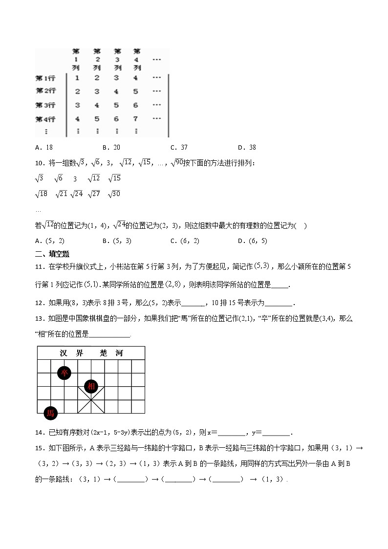 第七章第1讲 有序数对-七年级数学下册知识点同步练习（人教版）03