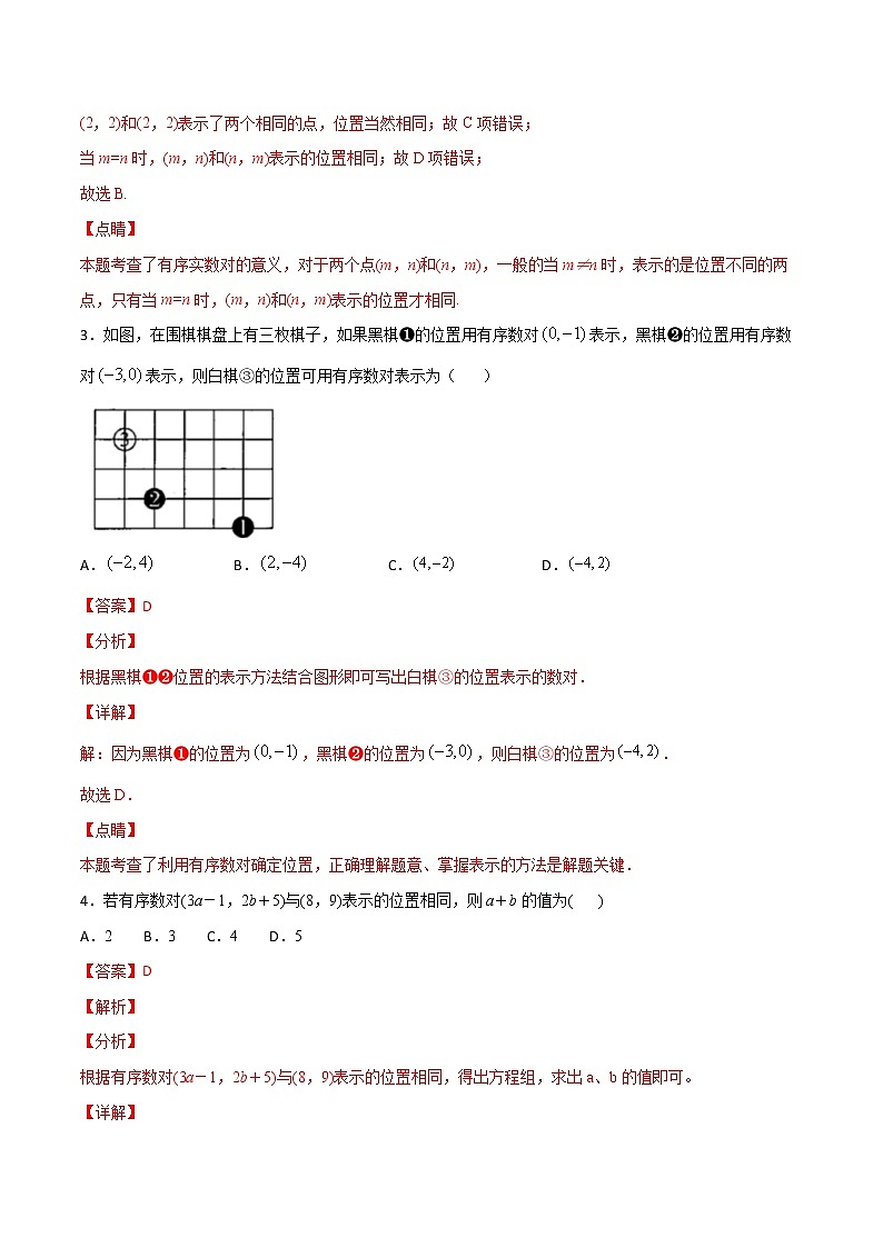 第七章第1讲 有序数对-七年级数学下册知识点同步练习（人教版）02
