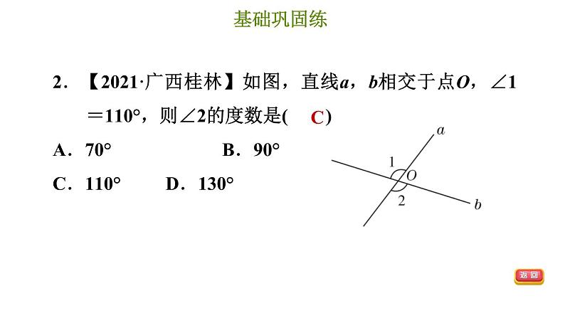 冀教版七年级下册数学 第7章 7.2.1 相交线 习题课件05