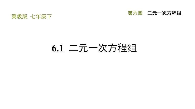 冀教版七年级下册数学 第6章 6.1 二元一次方程组 习题课件01