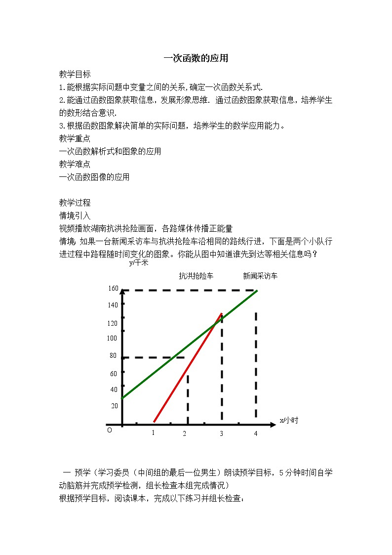 冀教版八年级下册数学 第21章 【教案】建立一次函数模型解简单应用01