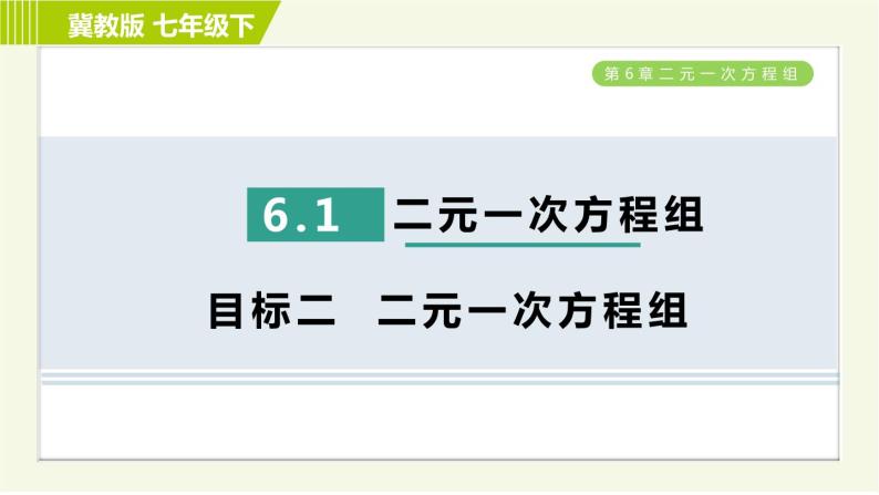 冀教版七年级下册数学 第6章 6.1  目标二 二元一次方程组 习题课件01