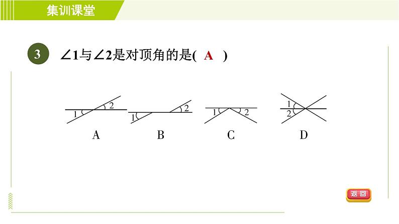 冀教版七年级下册数学 第7章 7.2 集训课堂   测素质  命题与相交线 习题课件06