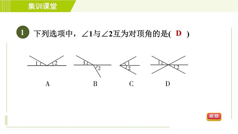 冀教版七年级下册数学 第7章 7.2 集训课堂   练素养  识别相交线中的几种角 习题课件03