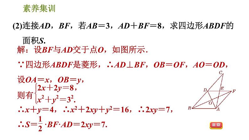 人教版八年级下册数学 第18章 素养集训 2．菱形性质与判定的灵活运用 习题课件第5页