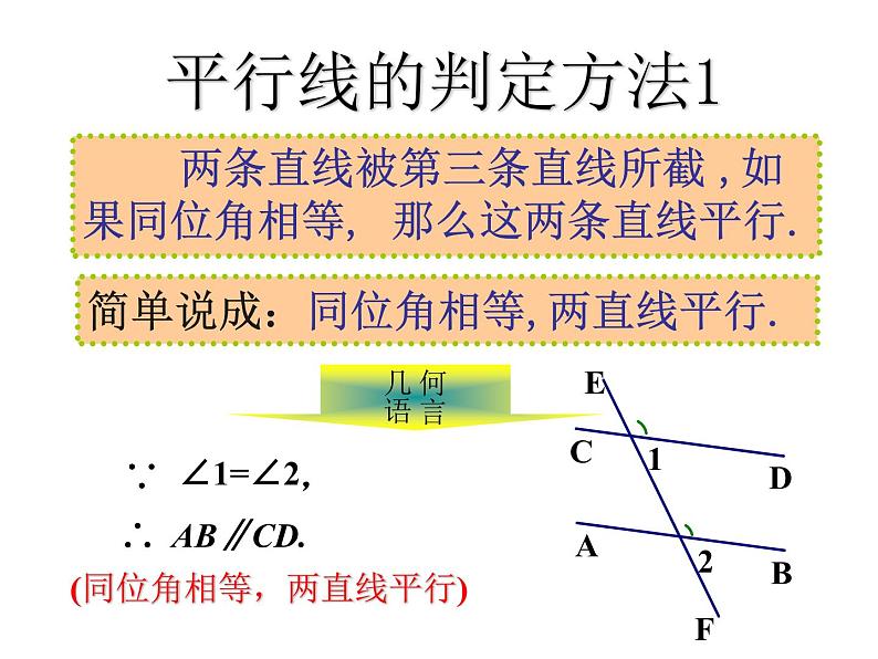 5.2.2 平行线的判定-2021-2022学年人教版七年级数学下册课件（共24张PPT）第7页