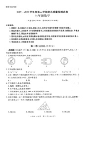 甘肃省白银市平川区第四中学2019-2020学年七年级下学期期末考试数学试题（图片版，含答案）