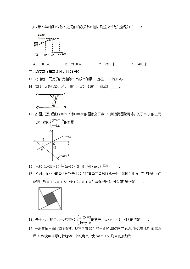 2020-2021学年山东省烟台市芝罘区七年级（下）期中数学试卷（五四学制）（word版无答案）03