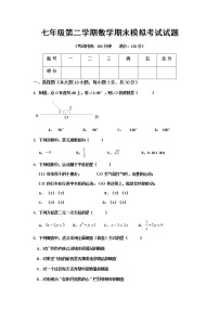 广东省江门市景贤学校2017-2018学年七年级下第二学期数学期末模拟试题