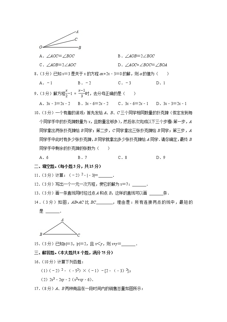 河南省驻马店市七校联考2021—2022学年七年级上学期 期末质量监测数学试卷（word版 含答案）第2页
