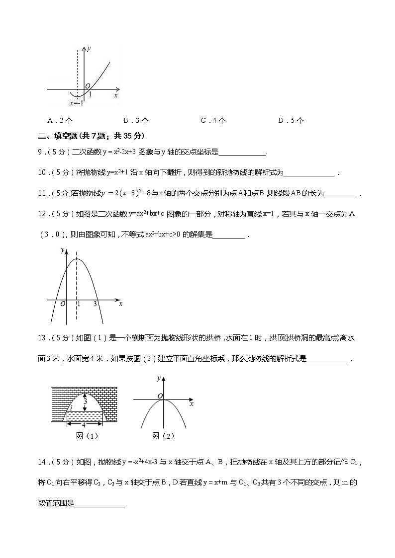 第26章 二次函数 -单元试卷  2021—2022学年华东师大版数学九年级下册（word版 含答案）第3页