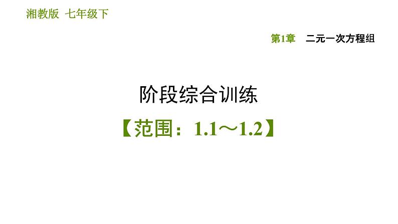 湘教版七年级下册数学 第1章 阶段综合训练【范围：1.1～1.2】 习题课件01