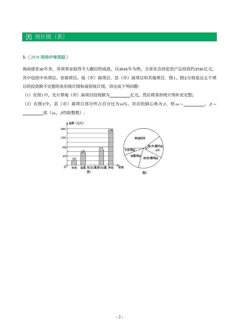 海南省2018-2021年中考真题分类汇编-有答案解析02