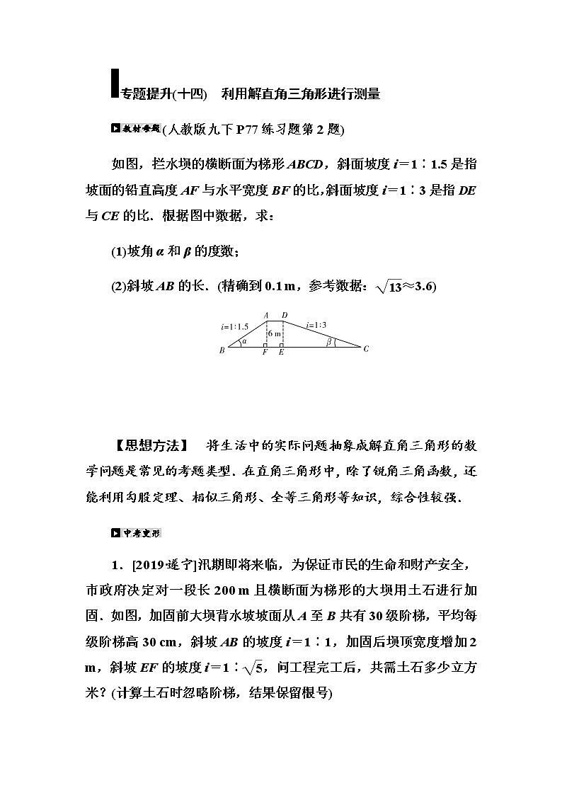 专题提升(14)　利用解直角三角形进行测量第1页