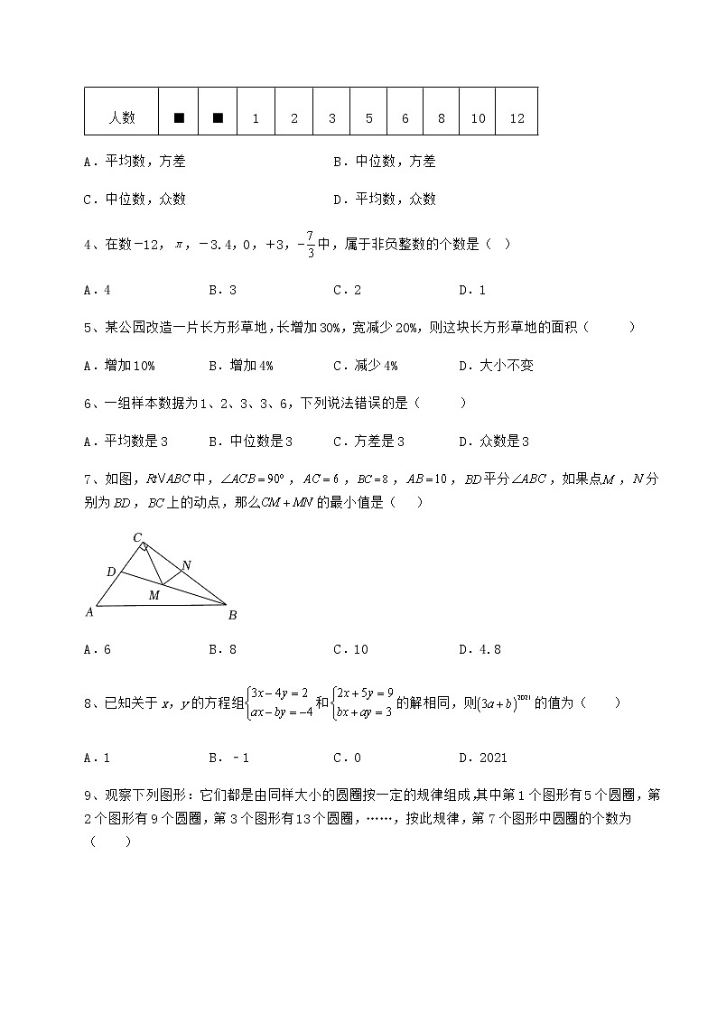 【高频真题解析】2022年山东省滨州市中考数学备考真题模拟测评 卷（Ⅰ）（含答案详解）第2页