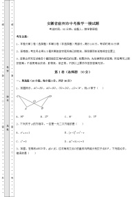 【历年真题】安徽省宿州市中考数学一模试题（含答案及详解）