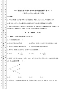 【难点解析】2022年河北省平顶山市中考数学模拟测评 卷（Ⅰ）（含答案及解析）