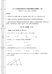 【难点解析】2022年河南省郑州市中考数学模拟专项测评 A卷（含答案及解析）