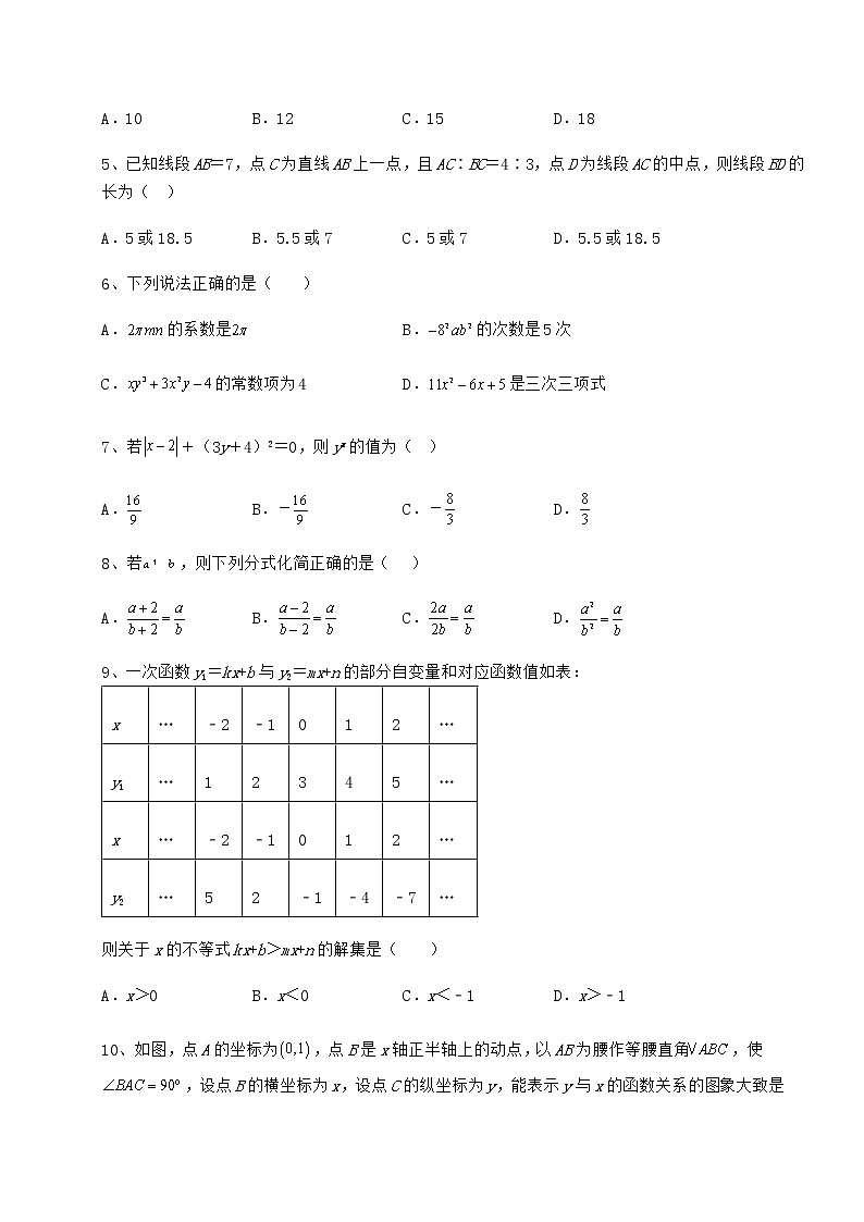 【真题汇总卷】2022年吉林省长春市中考数学考前摸底测评 卷（Ⅱ）（含答案解析）第2页