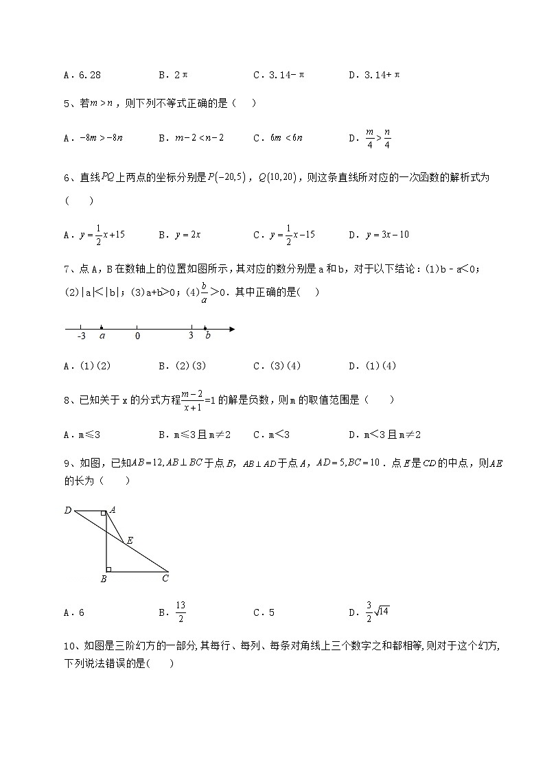 【历年真题】2022年石家庄栾城区中考数学一模试题（含答案及解析）02