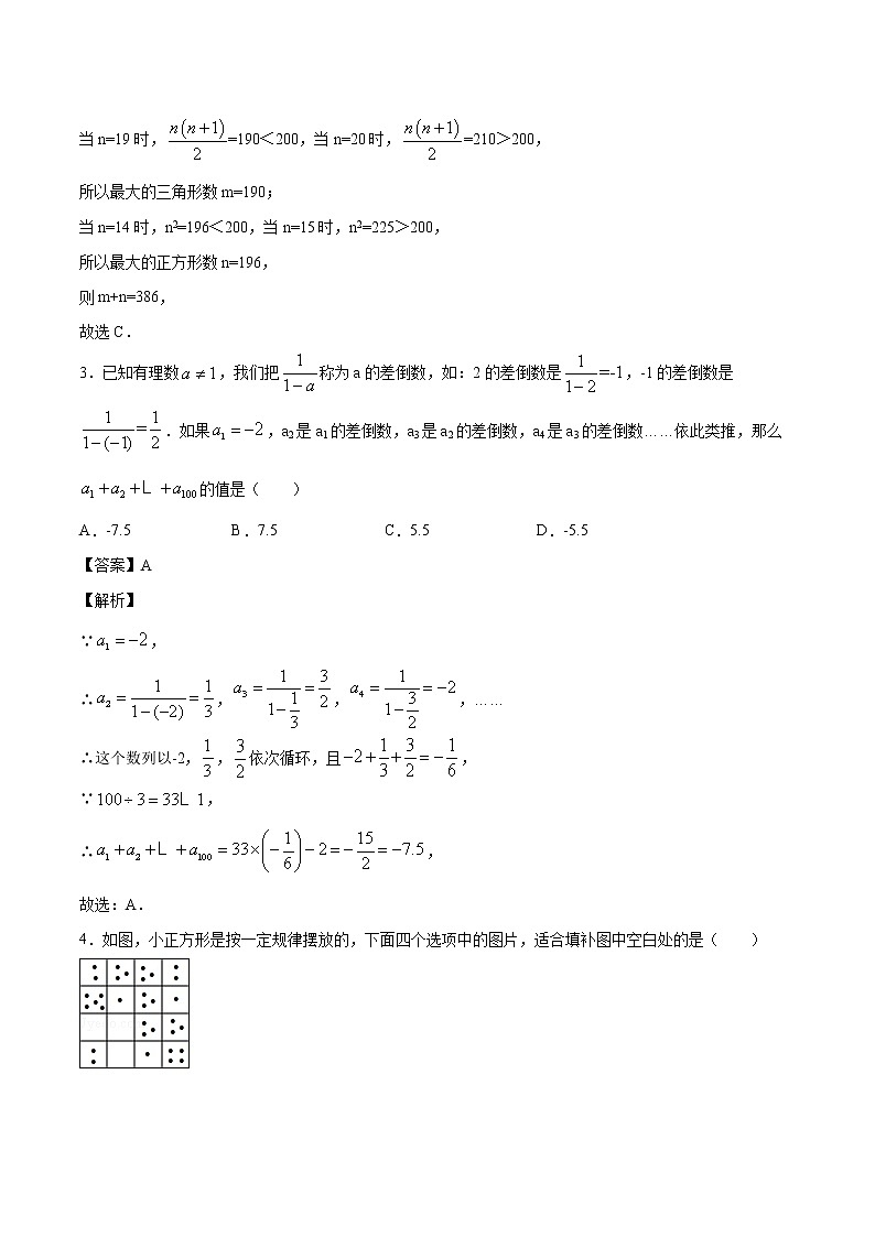 2021年初中数学二轮复习 专题训练 规律探索型问题 作业02