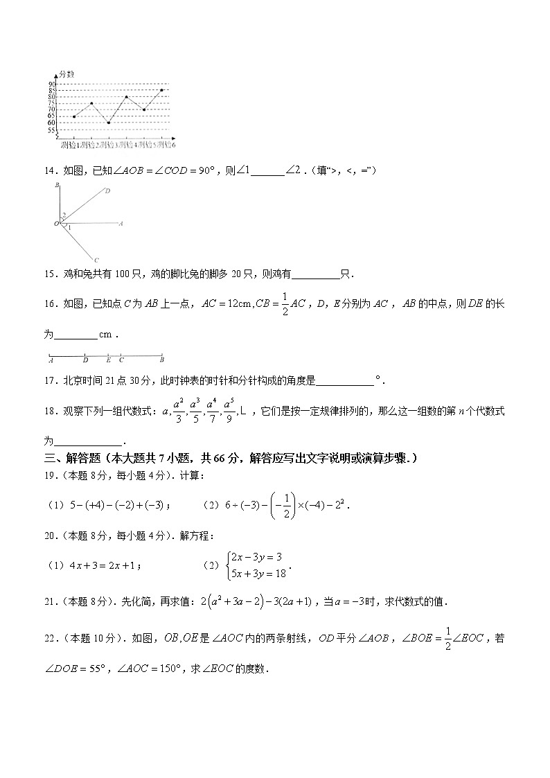 广西壮族自治区百色市靖西市2021-2022学年七年级上学期期末数学试题（word版 含答案）第3页