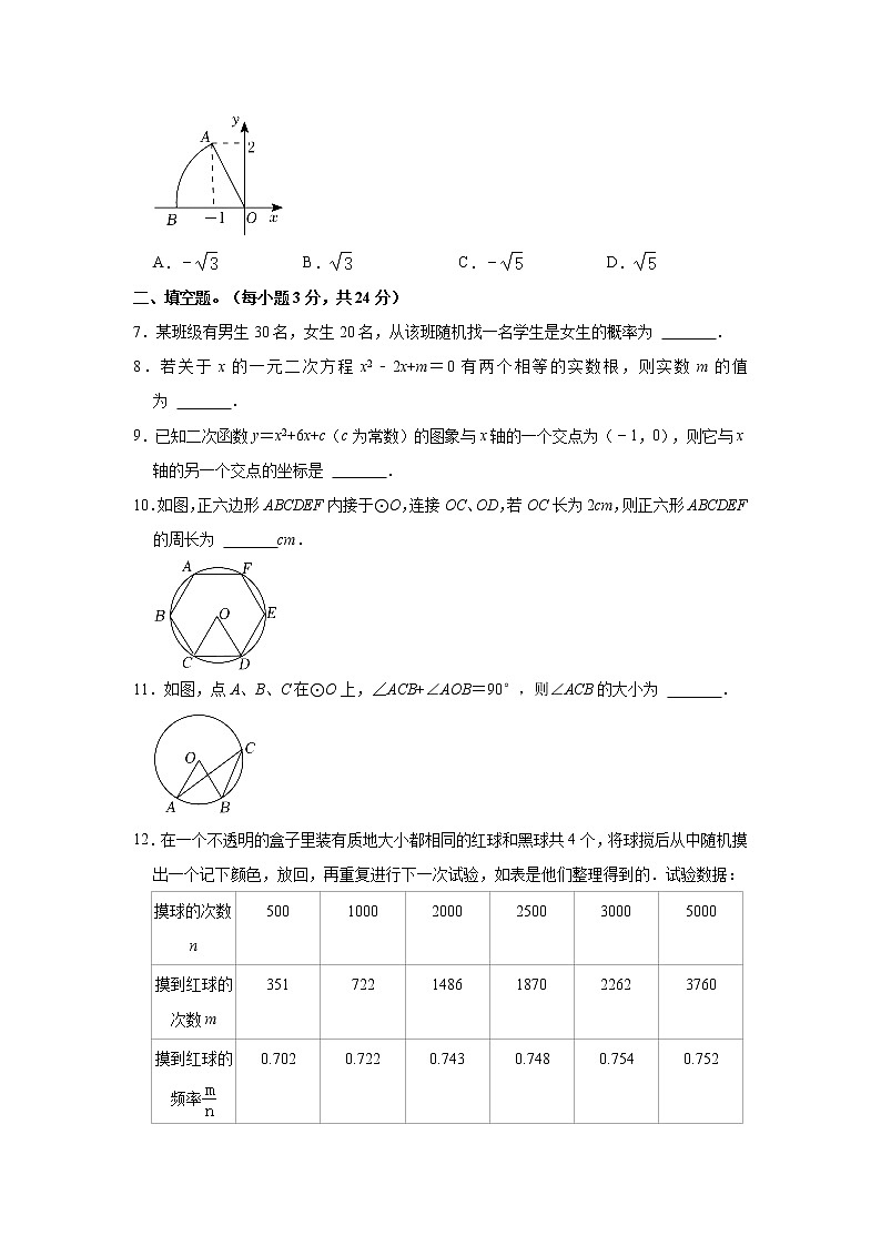 吉林省通化市梅河口市2021-2022学年九年级上学期期末考试数学试题（word版 含答案）02