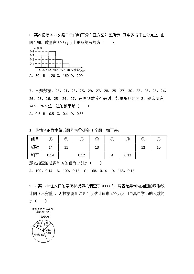 初中数学苏科八下第7章测试卷（2）第2页